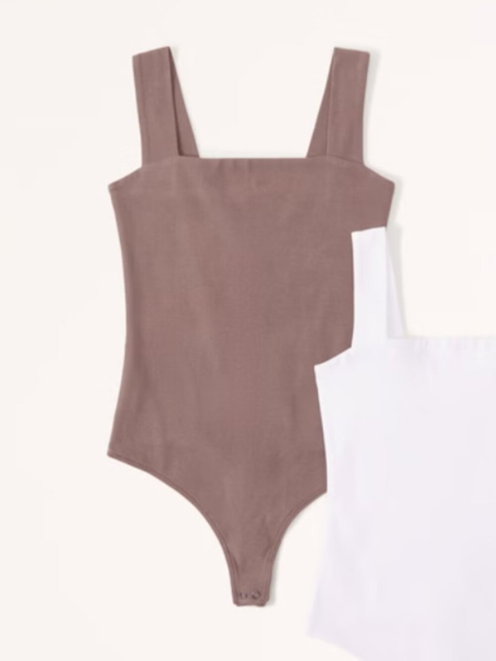Abercrombie Cotton Seamless Fabric Squareneck Bodysuit - Brown - Small